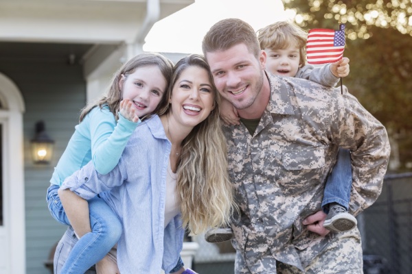 Armed services family smiling