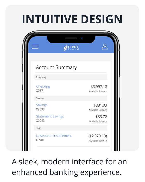 Intuitive Design - A sleek, modern interface for an enhanced banking experience.