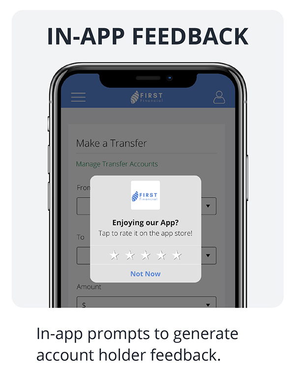In-App Feedback - In-app prompts to generate account holder feedback.